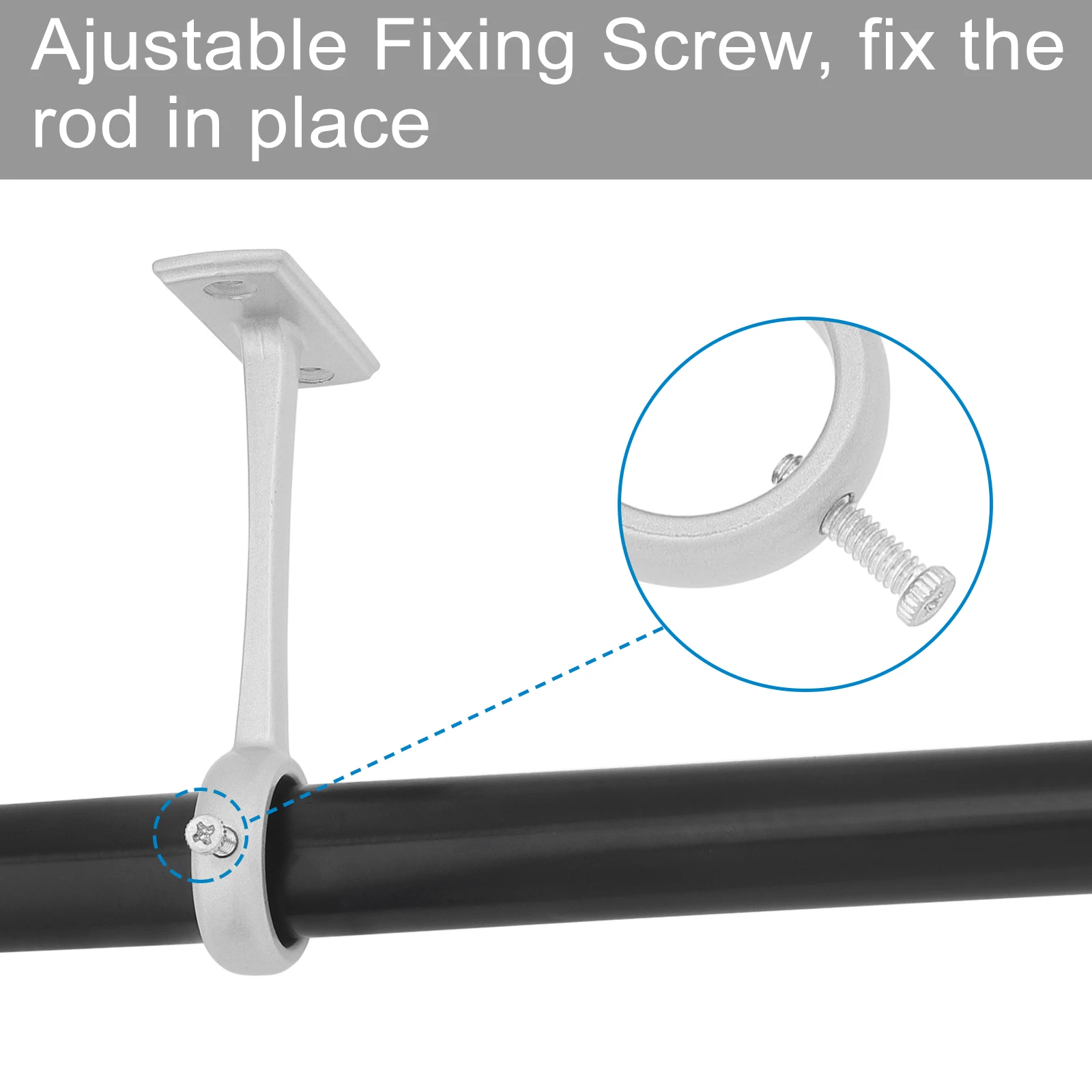 Heavy Duty Curtain Rod Bracket Holder Aluminum Alloy Wall Curtain Rod Hanger Rack Adjustable Screw Socket Pole End Support 1pcs