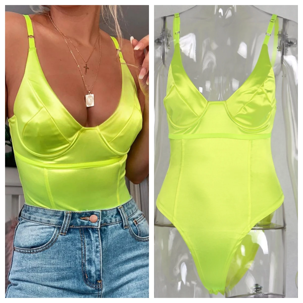

Women Sexy Satin Bodysuit Lingerie Camisol Dropshipping V Neck Straps Stretch Leotard Jumpsuit Top Body Tops Playsuits Backless