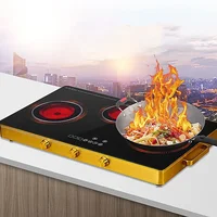 Double Head High-Power Rapid Heating Double-Head Electric Ceramic Stove Knob Control For Kitchen High-Temperature Cookware 2
