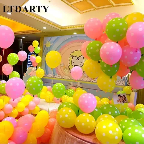 

15pcs/12inch Red And Black Polka Dot Latex Balloons theme birthday globos wedding baby shower party decorations