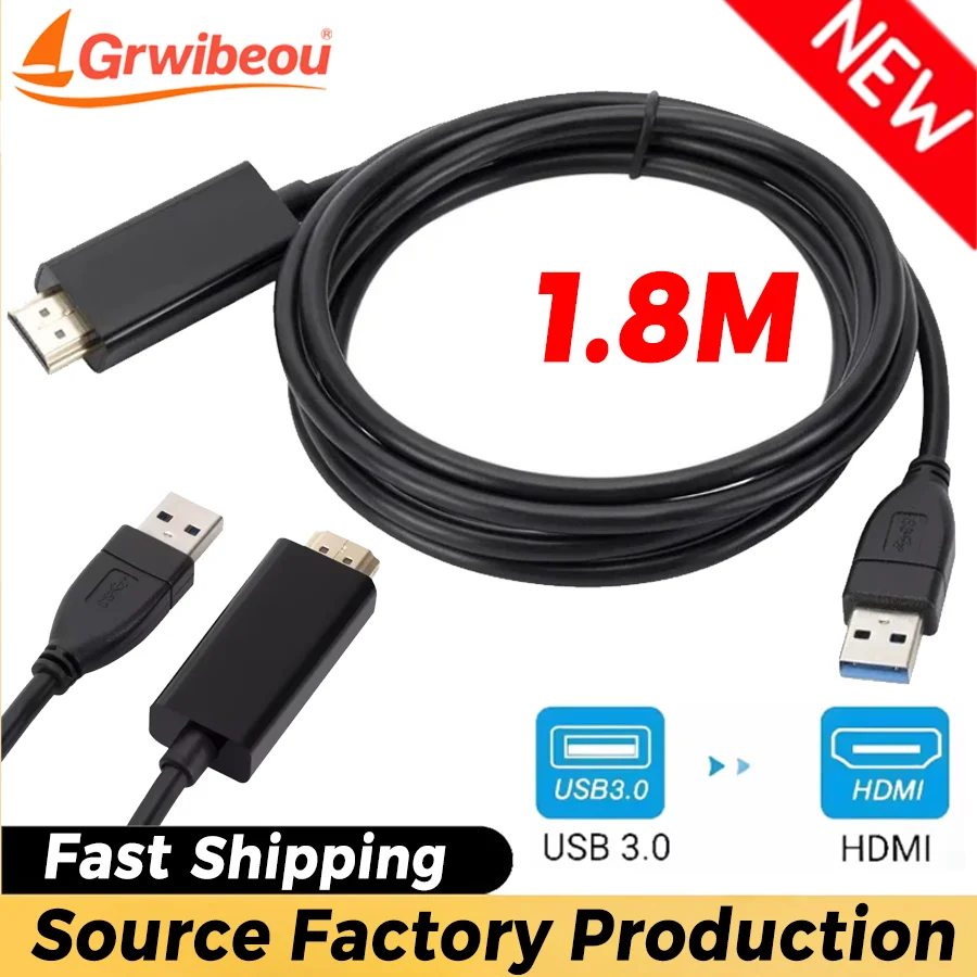 Premium USB 3.0 to HDMI-Compatible Converter Cable - 1080P Video Adapter for Laptops and Projectors