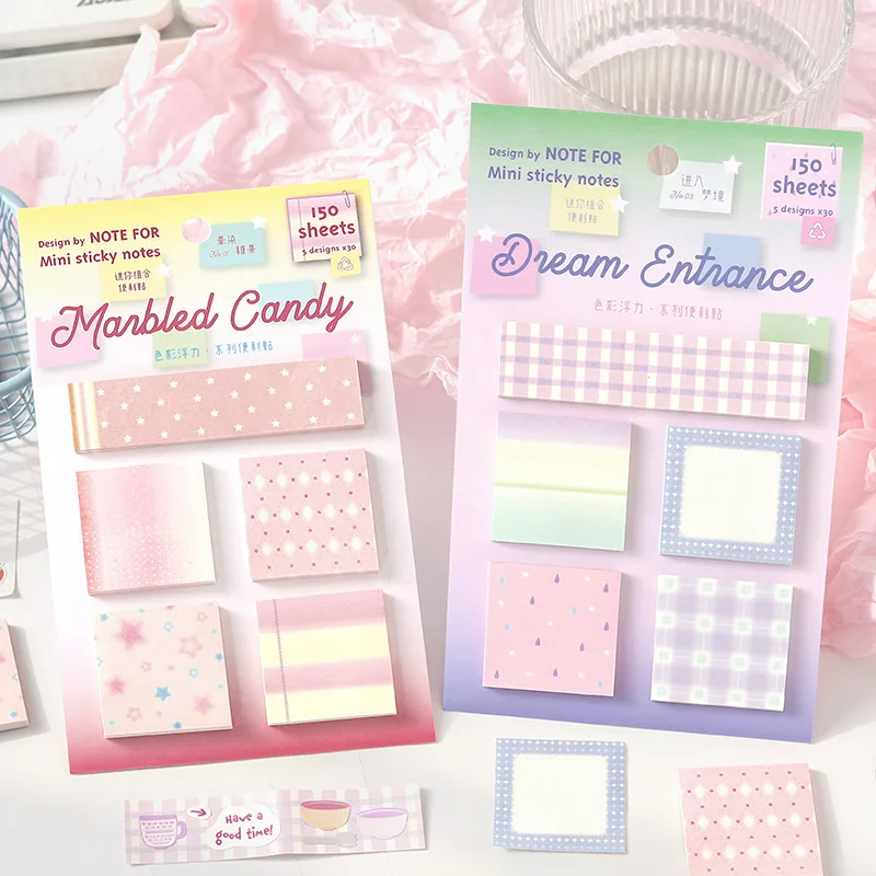 120 fogli Mini Blocco Note Adesive Combinato, Serie Color Buoyancy, Stile Ins Fresco a Pois, per Messaggi e Promemoria