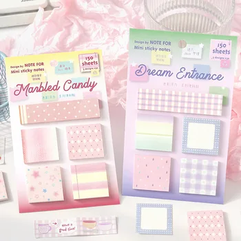 120 fogli Mini Blocco Note Adesive Combinato, Serie Color Buoyancy, Stile Ins Fresco a Pois, per Messaggi e Promemoria