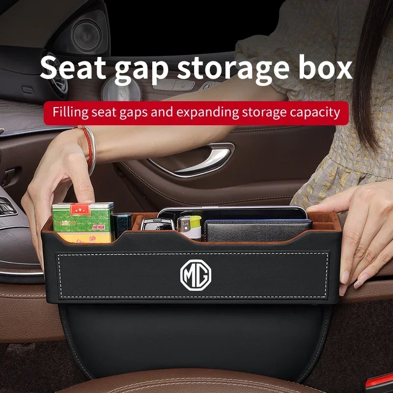

For MG ZR ZS HS GS GT EZS MG3 MG5 MG6 MG7 Hector Gundam 350 Leather Car Seat Gap Organizer Crevice Slot Storage Box Accessories