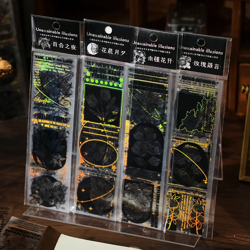 6 шт., декоративные ПВХ наклейки в виде черно-белых роз