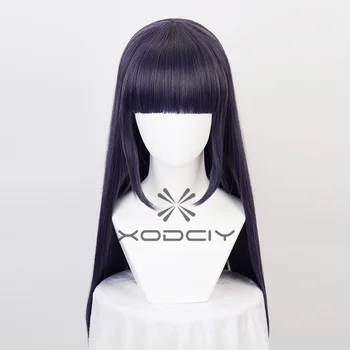 Anime Hyuga Hinata capelli lisci sintetici Neat Bang parrucche Cosplay + cappuccio parrucca gratuito