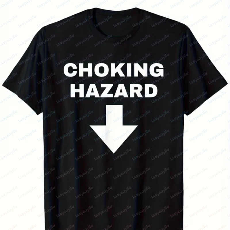Herren-T-Shirt aus Baumwolle mit kurzen Ärmeln, atmungsaktiv, Rundhalsausschnitt, Choking Hazard, trendige Grafik-Tops, Retro, Frühling, Sommer, Ropa Hombre