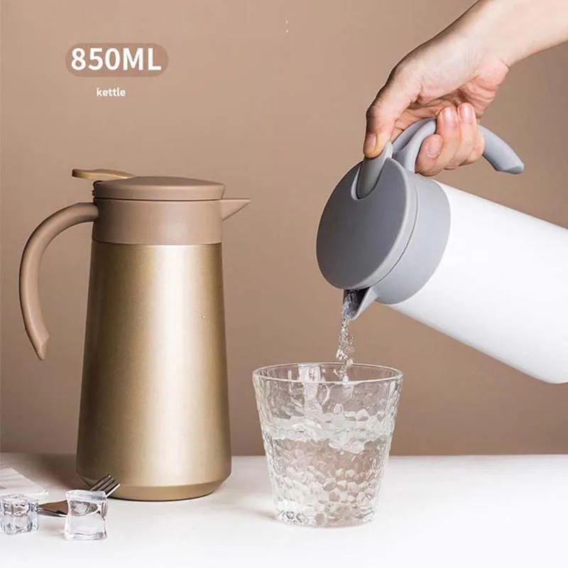 

850ml Stainless Steel Thermal Coffee Double Wall Vacuum Flask Thermal Kettle Insulation Pot Tea Thermos Teapot for Home, Office