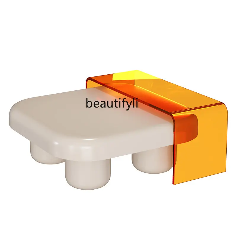 

Cream Style Coffee Table Nordic Style Japanese Style Living Room Creative Rectangle Low Table Sofa Side Table