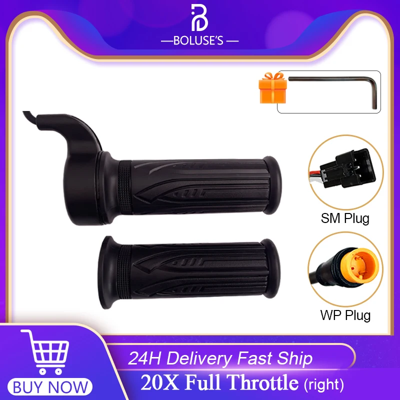 

Electric Bike Throttle 20X Wuxing Full Twist Throttle Accelerator 24V 36V 48V 60V 72V Right Hand Bike Accessories