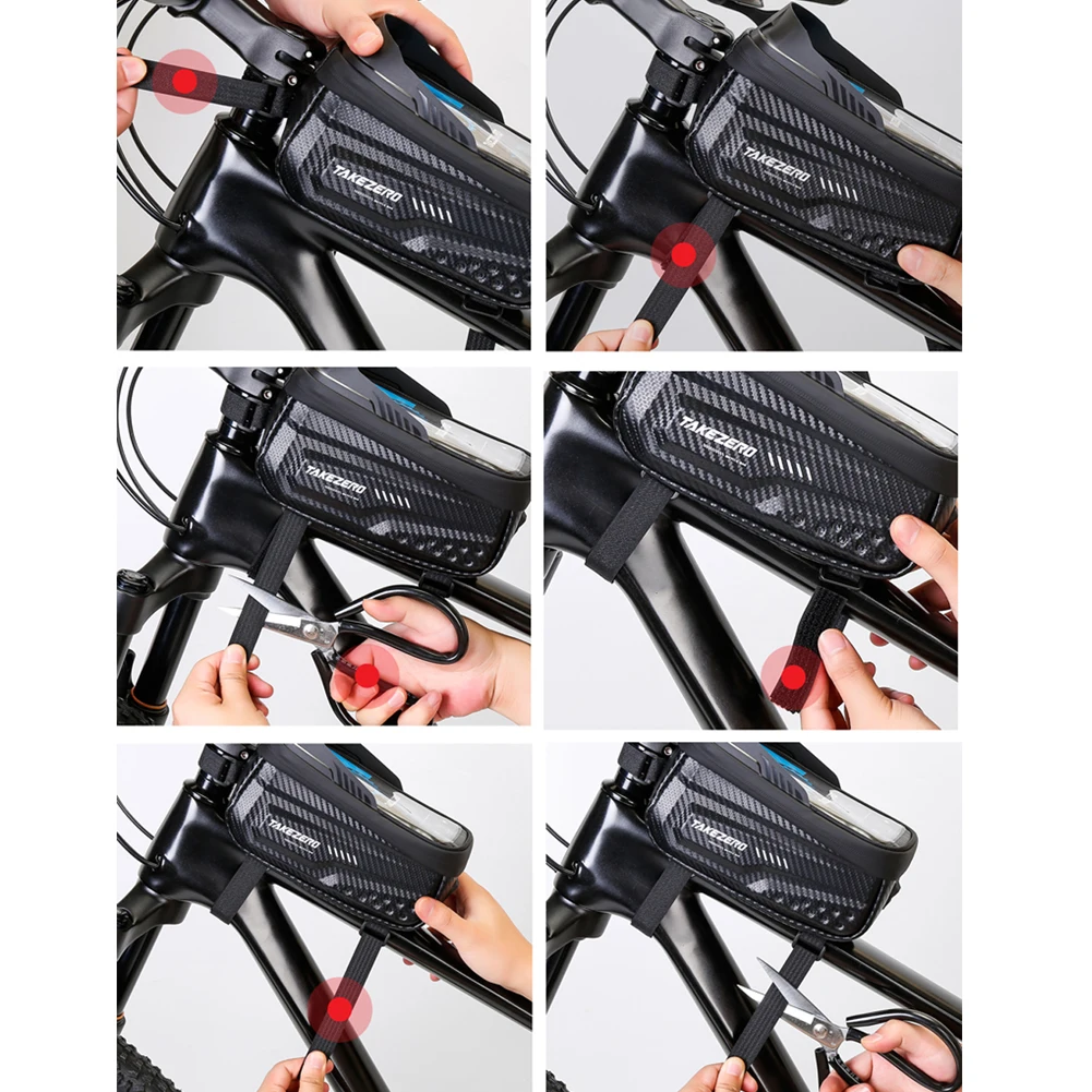 1L Bicycle Front Frame Bag Waterproof Front Top Frame Tube Bag 6.8 Inch Touch Screen Road Bike Accessories