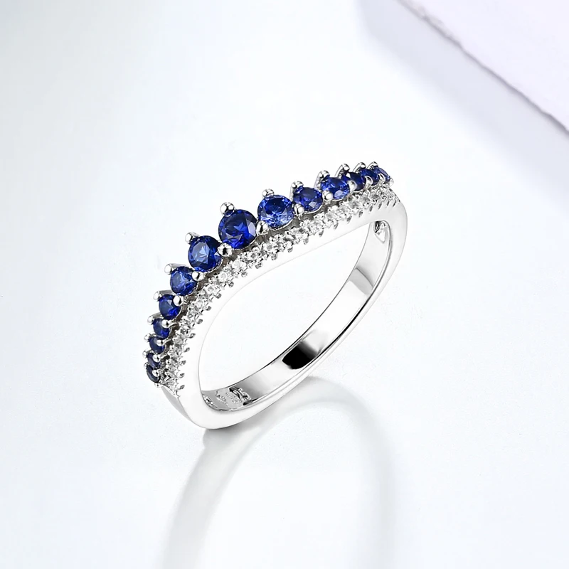 925 Sterling Silver Sapphire Rings Round Cut for Women Engagement Wedding Party Fine Jewelry Gifts