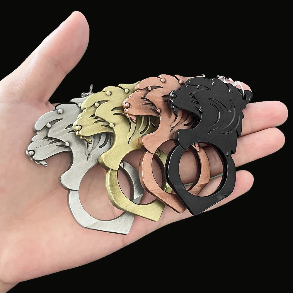 Vmcoatdu Tiger Head Keychain - Stainless Steel & Inlaid Glass, 2.3 Inches Tall, Gift Box