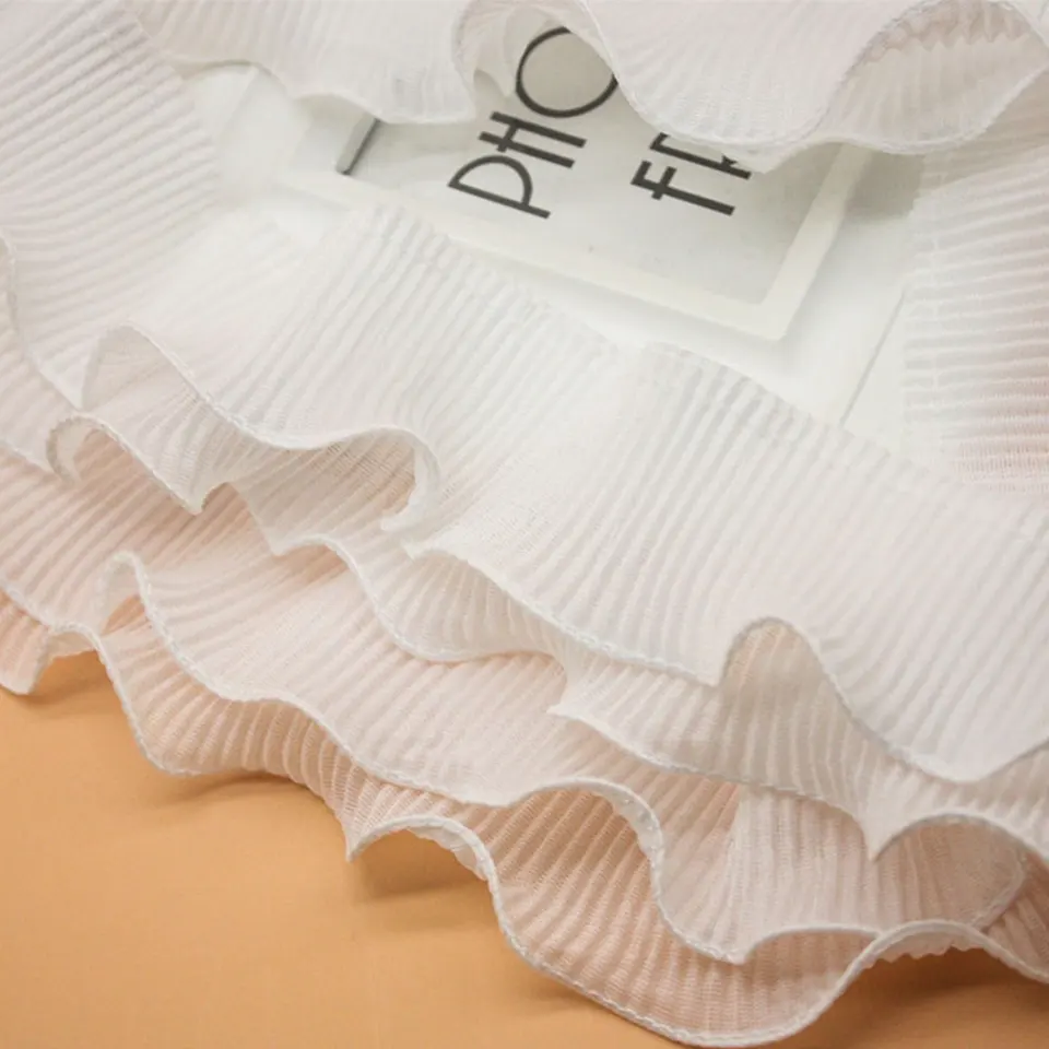 2-Layers Wave Pleated Chiffon Lace Ruffle Trim Fabric Sewing Crafts Wedding  Bridal Dress Embellishment Party Clothes Decoration - AliExpress