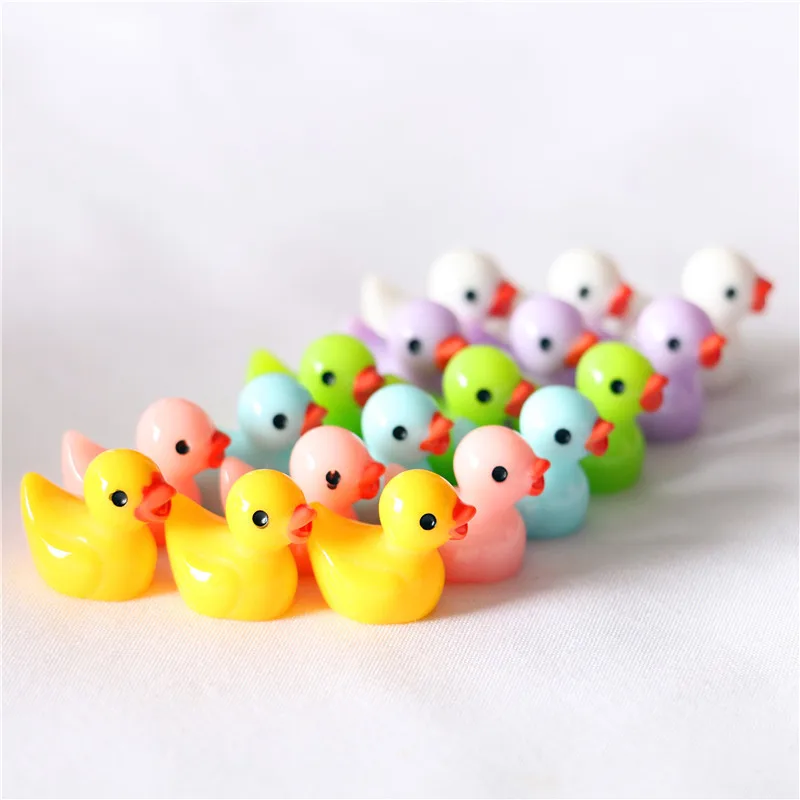 50-200 unids/set Mini patos de resina ornamento figuras en miniatura pato pequeño artesanía decoración de bañera accesorios pequeños juguetes de regalo