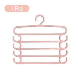Multi-Layer Space-Saving Pants Rack Hanger with 5-Tier Design (Pink 1PC G1007B)