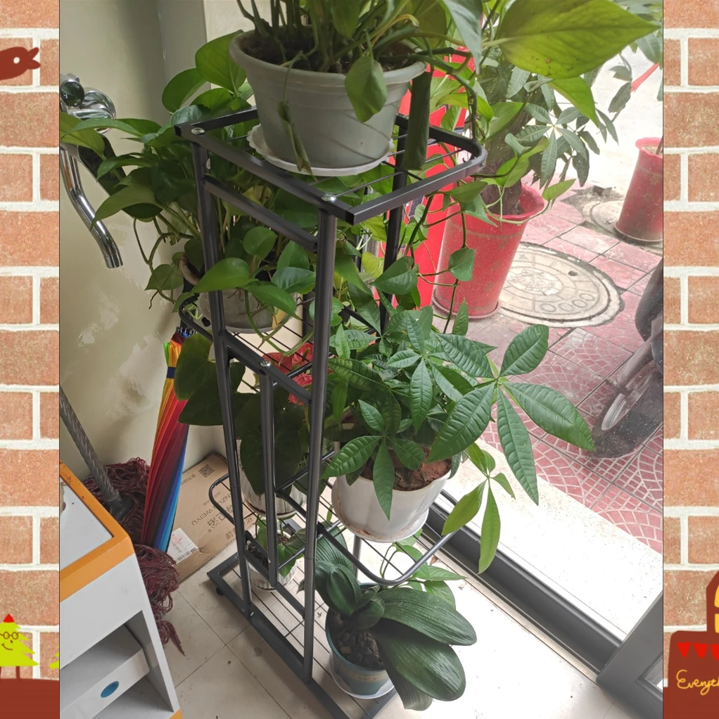 Plant Stand Iron Flower Stand Pots Tray Shelf for Home Balcony Garden Decoration