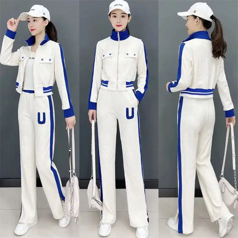 In Spring and Autumn of 2022, the New Korean Style Fashionable Leisure Sports Women's Suit and Two-piece Western Style Pants Set