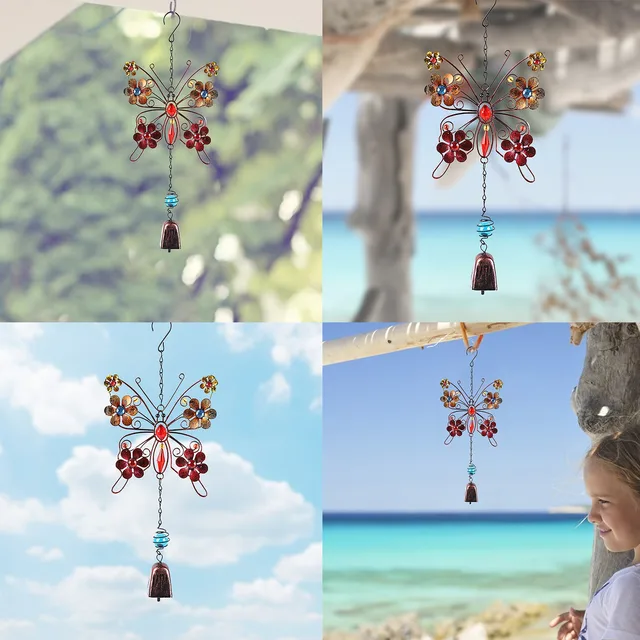 Dekoráció Szél -Nyúló Szoba Festett Fém Függő Hangszóró Otthoni Kristályok Szélcsalád - Image 6