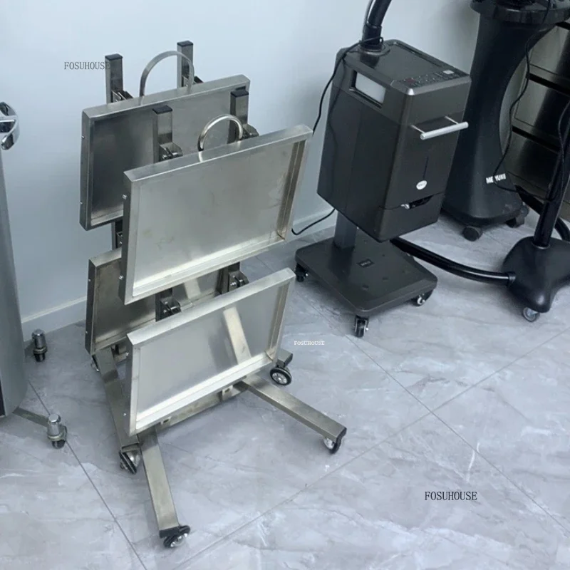 Multi Layer Storage Trolley Stainless Steel Mobile Tool Cart For Salon Furniture Beauty Salon Perm Dyeing Trolley Barber Shop Luxury Folding Trolleys