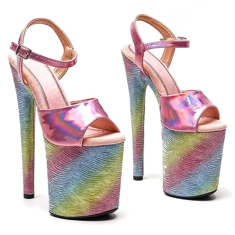 

LAIJIANJINXIA New 20CM/8inches PU Upper Fashion Sexy Exotic High Heel Platform Party Women Sandals Pole Dance Shoes 314