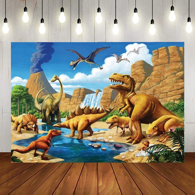 O bom dinossauro fundo fotografia pano de fundo dinossauro para chá de bebê  vinil selva selvagem mundo dinossauro pano de fundo crianças festa -  AliExpress