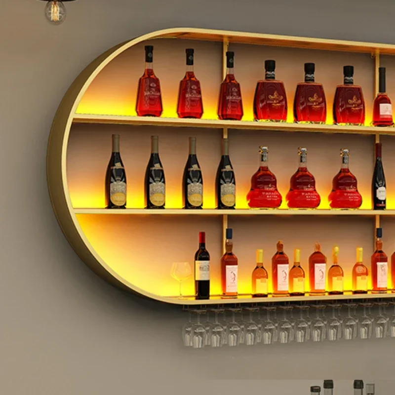 Modern Bar Cabinet Salon Luxe Shelves Whiskey Display Floating Shelf Drink Showcase Home Furniture Meuble Vin Commercial Corner