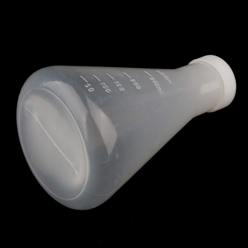실험실 등급 플라스틱 원뿔 엘렌마이어 플라스크, 측정 가능, 매끄러운 두꺼운 벽, 250ml 2 병