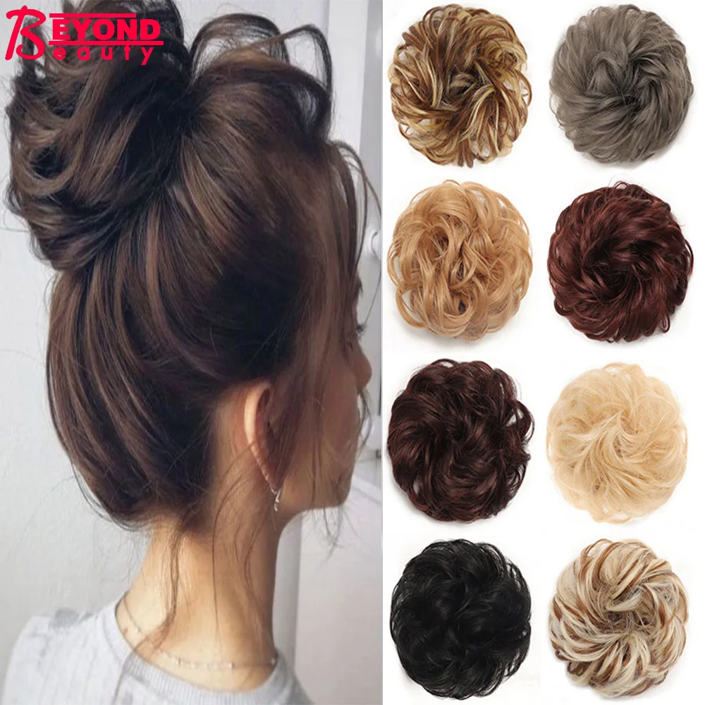 Synthetic Curly Messy Bun Hair Piece Scrunchie Updo Cover Hair Extensions Real As Human Holiday