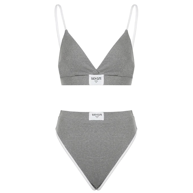 Les Girls Les Boys sporty stripe molded jersey bralette in white