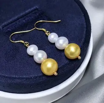 

Натуральные огромные серьги-капельки с жемчугом из золота 14 к AAA 5-9 мм