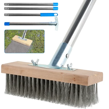 Stainless Steel Wire Floor Brush Home Clean Scrubber Stain Remover Cleaning Broom Garage Patio Floor Steel Brush 1