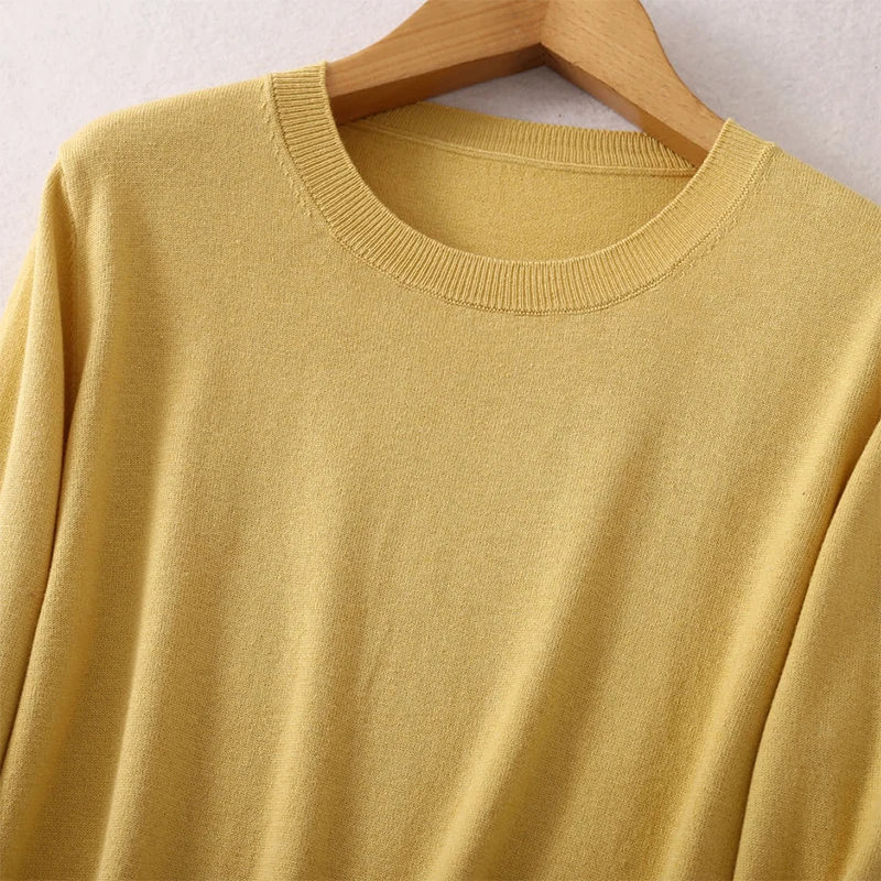 Women Sweater 85% Mulberry Silk 15% Cashmere Round Neck everyday Long Sleeve Pullover Top Shirt JN541-1 3