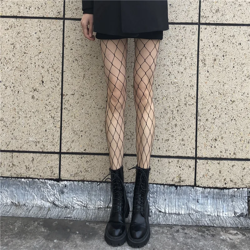 Fashion Hollow Out Fishnet Stockings Street Casual Solid Breathable Mesh Nets Hosiery Girls Lolita Over Knee Stockings Ladies