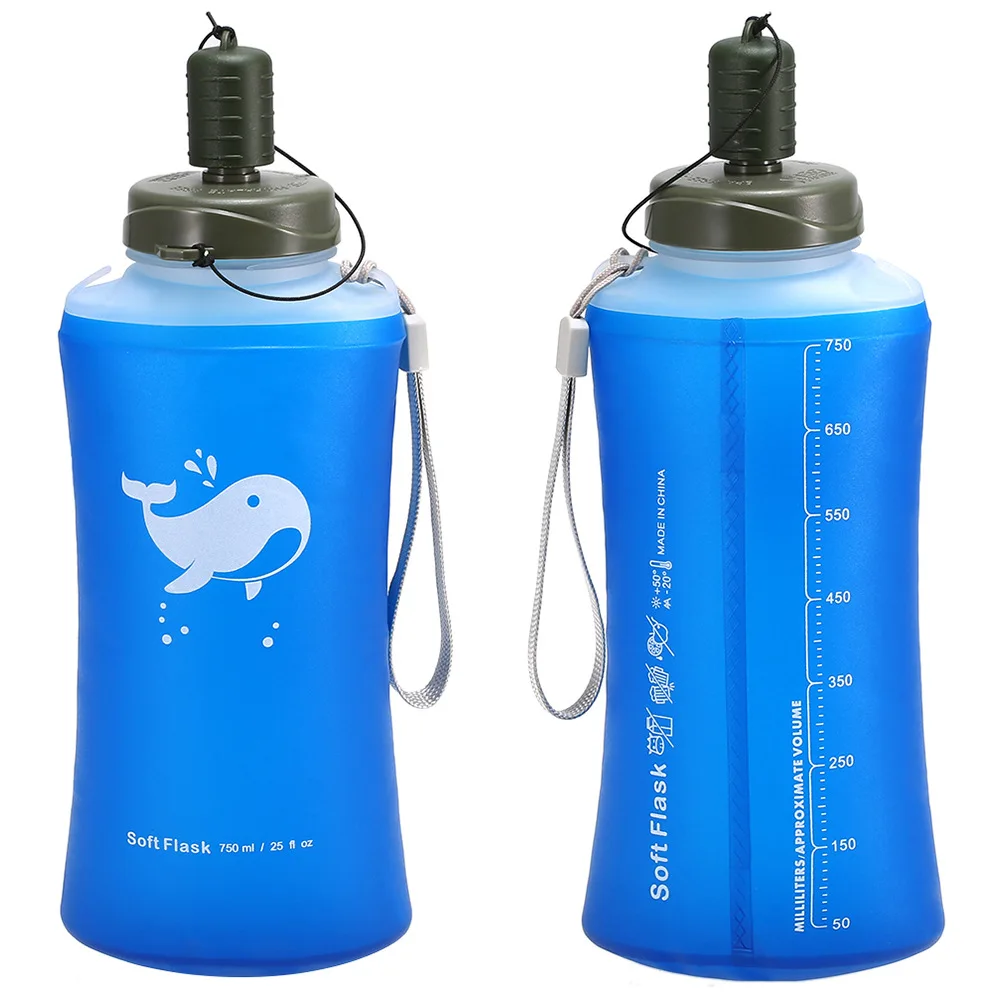 Soft TPU Collapsible Water Bottle, Large Volume, Hiking, Camping, Cycling, Running, Outdoor Sports, 750ml 6