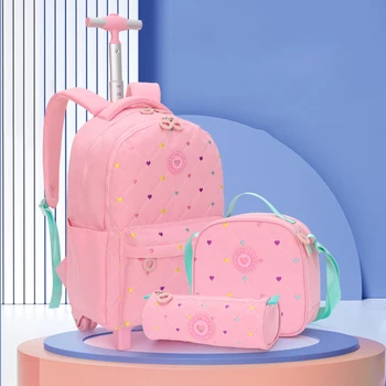 3pcs/Set Children School Backpack Rolling Backpack for Girls Students Wheeled Backpacks Trolley School Bag With Wheels Book Bag 1