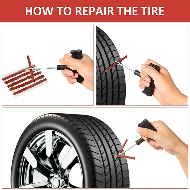 Tire Repair Kit Car Tire Repair Rubber Strips Plugs Auto Tubeless Tyre Puncture Repair Seal Tools for Car Motorbike