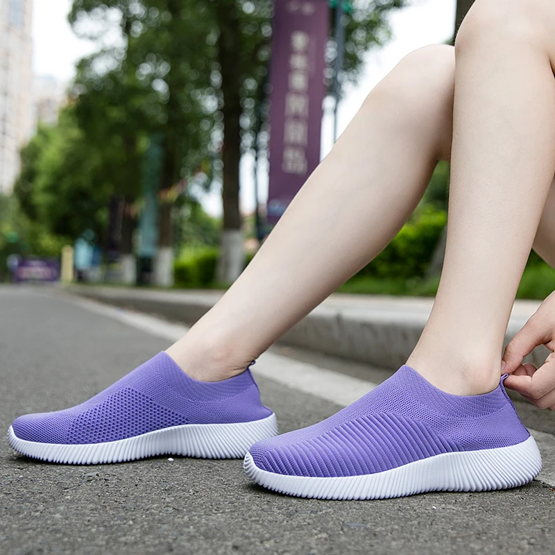 Breathable Mesh Sneakers Women Summer Slip on Soft Bottom Knit Flats Woman Non-slip Casual Sports Shoes Plus Size 43 loafers women shoes,casual shoes,women sneakers,women flats