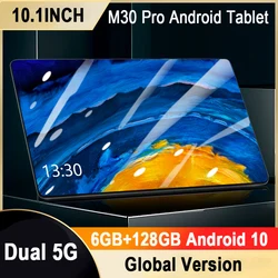 Tablette Android 10 de 128 pouces M30 Pro, avec 6 go de RAM, 10.1 go de ROM, MTK 6797, 10 cœurs, réseau 5G, double caméra, Bluetooth, GPS 