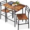 3-Piece Modern Dining Set, Space Saving Dinette for Kitchen, Dining Room, Small Space w/Steel Frame, Built-in Storage 1