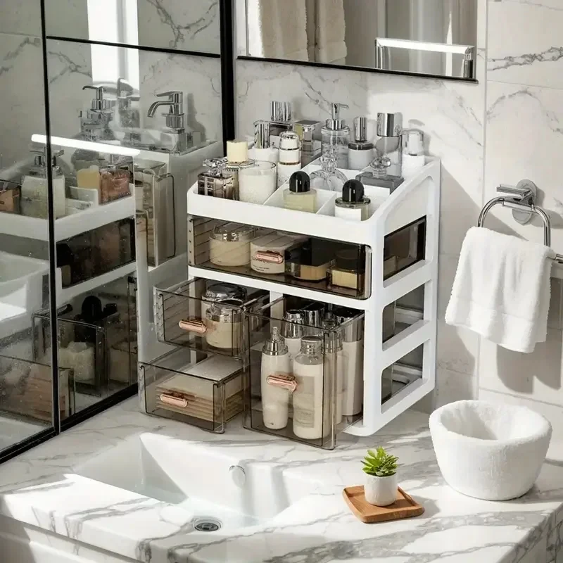 Drawer Style Storage Box Transparent Jewelry Skin Care Products Storage Case High-capacity Desktop Clutter Dustproof Organizer 2