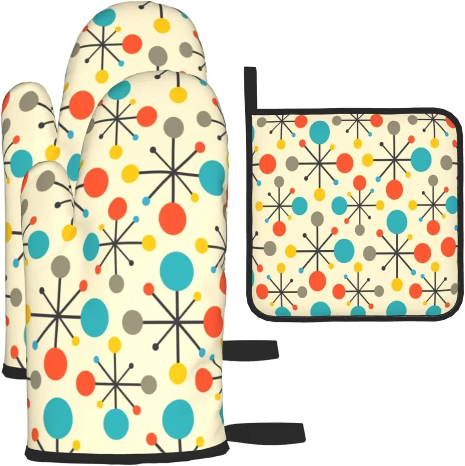 Buy Oven Microwave Pot Holders, Set of 4, Washable Printed Oven