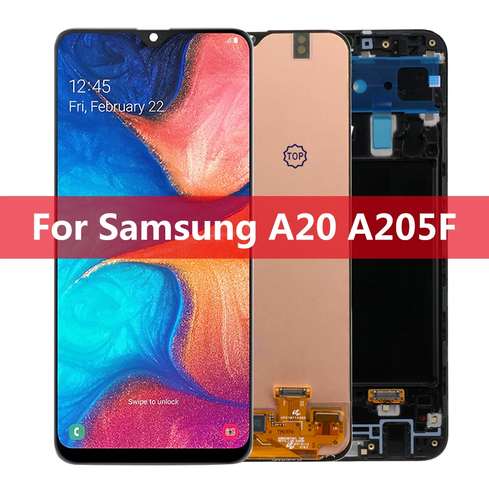 

5PCS/Lot Wholesale Super Amoled for Samsung Galaxy A20 Display LCD with Touch Screen Digitizer Assembly SM-A205F New Replacement