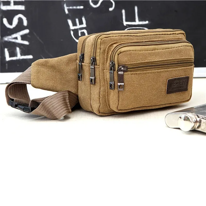 Leinwand Taille Tasche Outdoor Sport Multifunktionale Männliche Taille Pack Hohe Qualität Langlebig Hohe kapazität Taschen Tragbare Telefon Geldbörse – Detail 28
