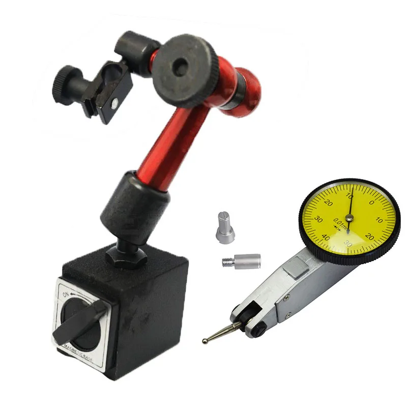 Dial Indicator Gauge 2 IN 1 Accurate Dial Gauge Test Indicator With Mini Universal Flexible Magnetic Base Holder Stand + Dial Test Indicator Gauge Dial Indicator Dial Indicator Holder