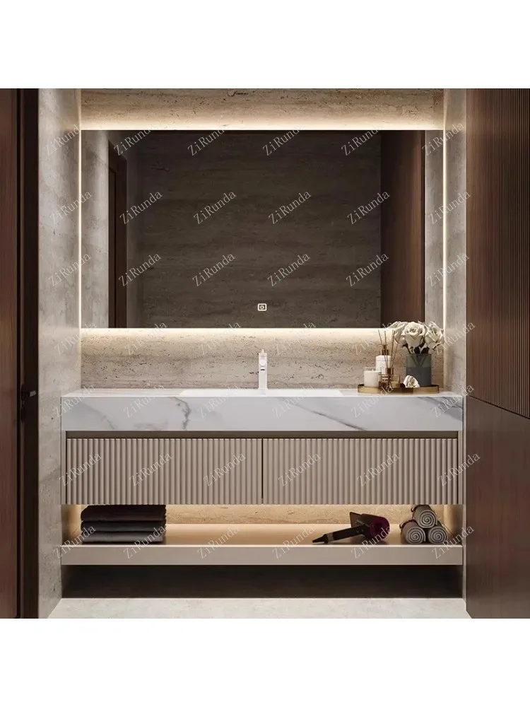 Cream Style Bathroom Cabinets Wall-mounted Design Large Capacity Storage Mirror Cabinets Shelves Furniture Bagno FYBC