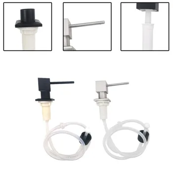 사각형 스테인레스 스틸 펌프 헤드 주방 비누 디스펜서, 실리콘 연장 튜브, 싱크대 비누 디스펜서, 세면대 세제