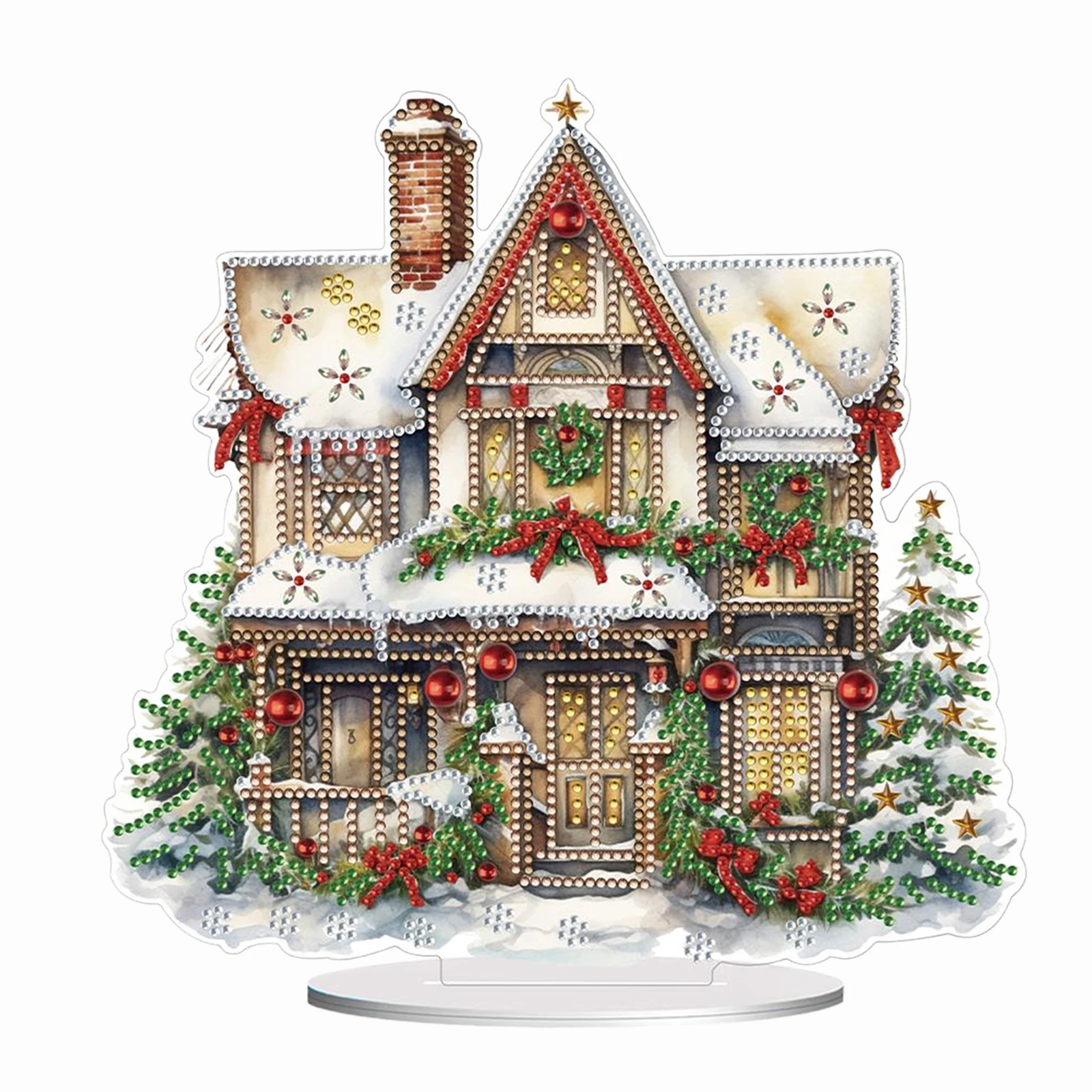 Christmas Diamond Painting Desktop Kit with Acrylic and Resin Gems
