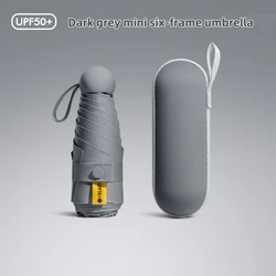 Compact Anti-UV Mini Umbrella with UV Protection and 6 Reinforced Ribs (Light Grey)