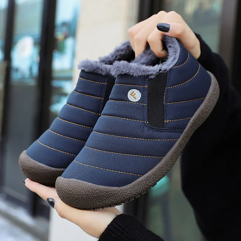 Cotton Shoes for Men 2025 Couple Winter Shoes Warm Thicken Wool Ankle Boots Non-slip Snow Boots Plus Size Waterproof Work Shoes 4